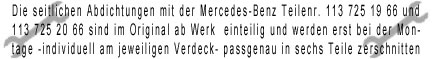 Mercedes-Benz W 113 Pagode Dichtung Verdeck